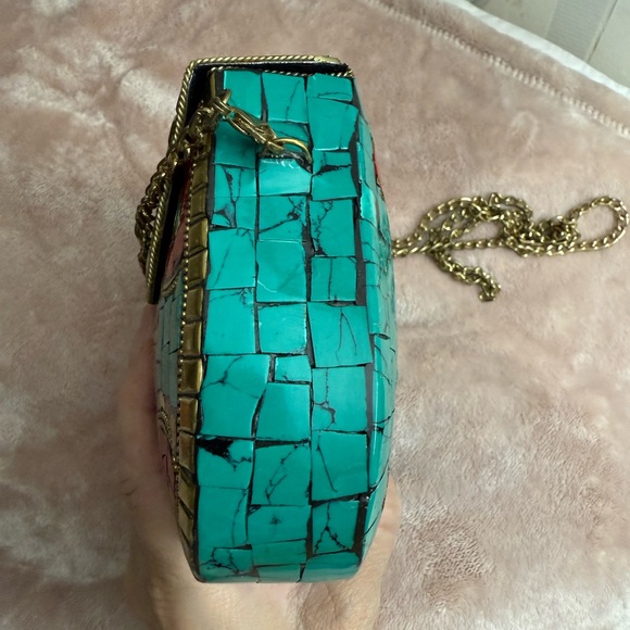 Turquoise and Red Mosaic Women Bag - Picture 6 of 16